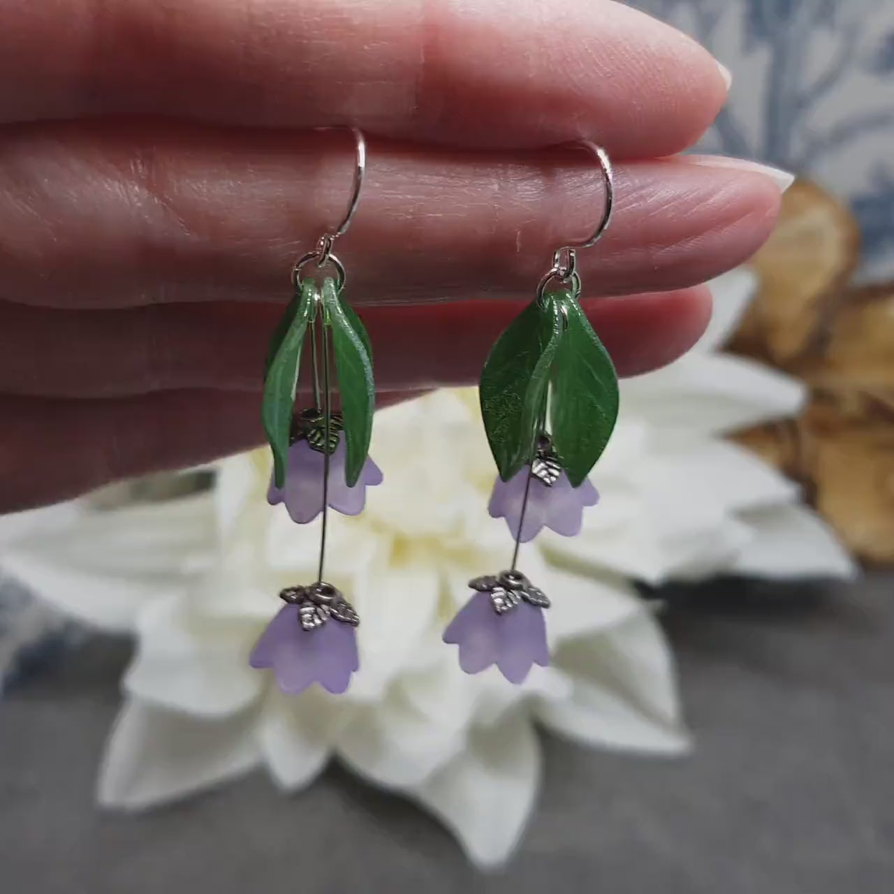 Flower Earrings, Hypoallergenic Ear Wires, Light Purple Earrings, Boho Jewelry, Simple Vintage Earrings