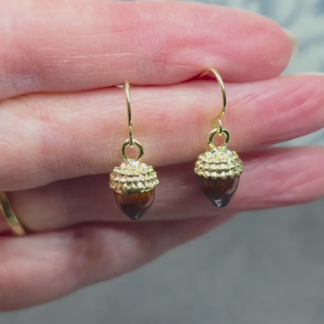 Large Acorn Earrings with a Choice of Ear Wires: Enamelled Fall Earrings