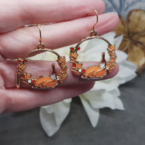 Christmas Dinner Earrings with a choice of Ear Wires, Thanksgiving Turkey