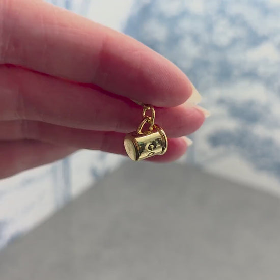 Coffee Cup Charm with Gold Lobster Clasp, Brass, Nickel Free, Stitch marker, Zipper, Planner Charm