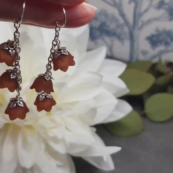 Flower Earrings, Hypoallergenic Ear Wires, Boho Jewelry, Brown Earrings, Vintage Earrings, Fall/Autumn Earrings