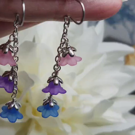 Bisexual Flower Earrings, Hypoallergenic Ear Wires, Rainbow Jewelry, Flower Earrings
