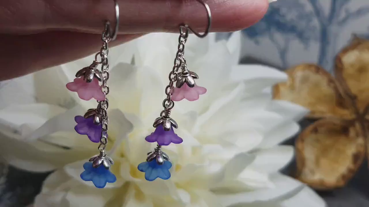 Bisexual Flower Earrings, Hypoallergenic Ear Wires, Rainbow Jewelry, Flower Earrings