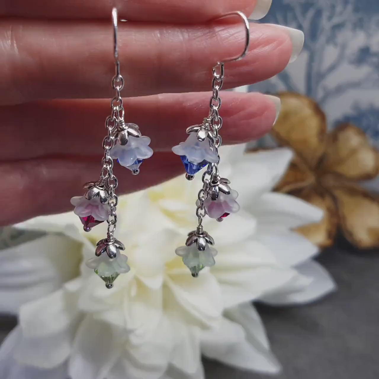 Family Birthstone Flower Earrings, Choice of Ear Wires, Personalised Jewelry, Special Occasion, Multi Birth Month, PRIMERO Crystals®