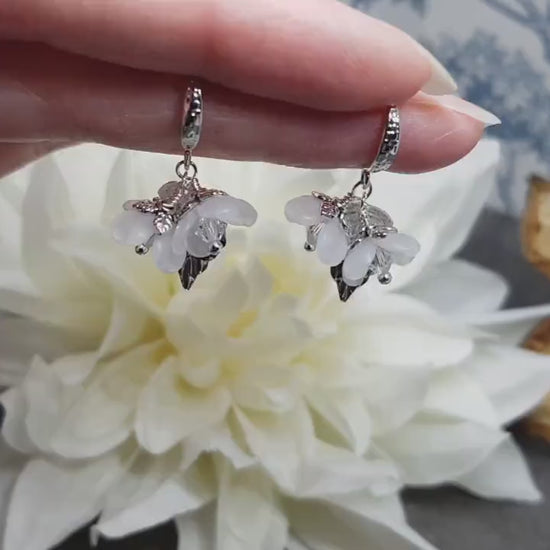 Flower Earrings, Clear PRIMERO Crystals®, Hypoallergenic Ear Wires, Special Occasion Earrings, Crystal Flower Earrings