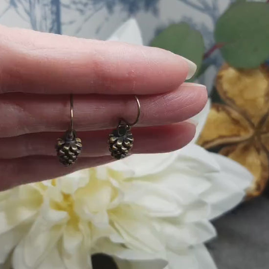 Miniature Pinecone Earrings, Hypoallergenic Ear Wires, Autumn Winter Jewelry