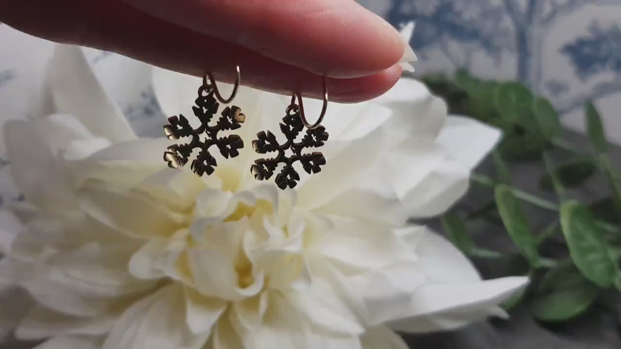 Snowflake Earrings, Christmas Earrings, Hypoallergenic Ear Wires, Festive Earrings, Stainless Steel, Winter Jewellery