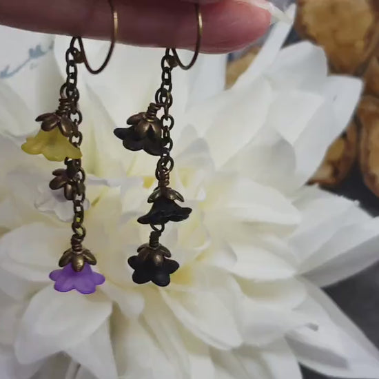 Rainbow Flower Earrings, Non Binary, Hypoallergenic Ear Wires, Rainbow Jewelry, Boho Vintage Style, Flower Earrings