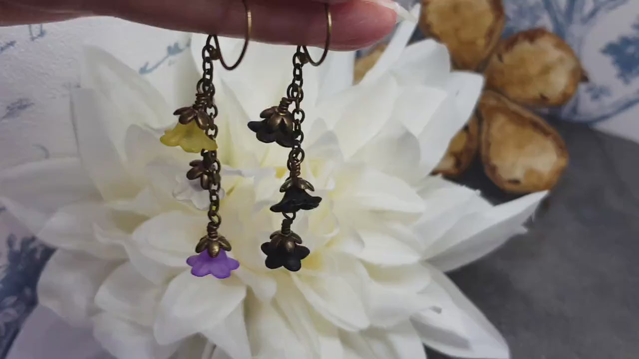Rainbow Flower Earrings, Non Binary, Hypoallergenic Ear Wires, Rainbow Jewelry, Boho Vintage Style, Flower Earrings