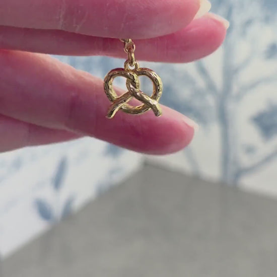 Pretzel Clip on Charm with Gold Lobster Clasp, Brass, Nickel Free, Stitch Marker, Zipper, Planner Charm