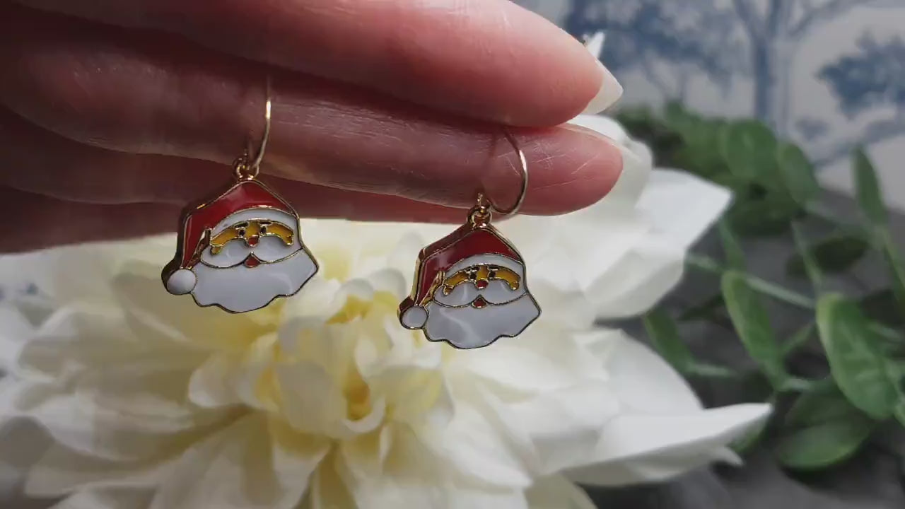 Father Christmas Earrings, Hypoallergenic Ear Wires, Santa Earrings, Christmas Earrings, Christmas Jewellery, Stainless Steel Earrings