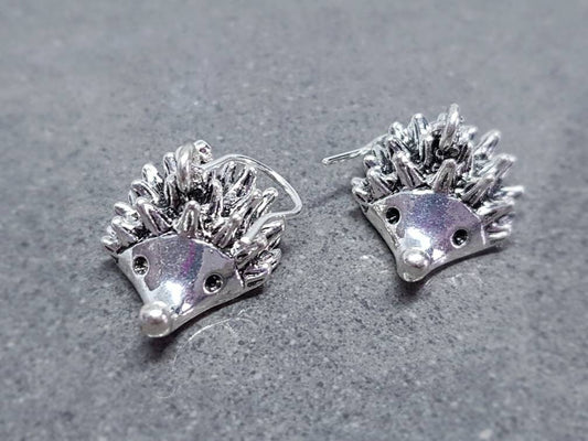 Hedgehog Earrings, Hypoallergenic Ear Wires, 925 Sterling Silver Hooks, Silver Plated Hooks, Novelty Earrings