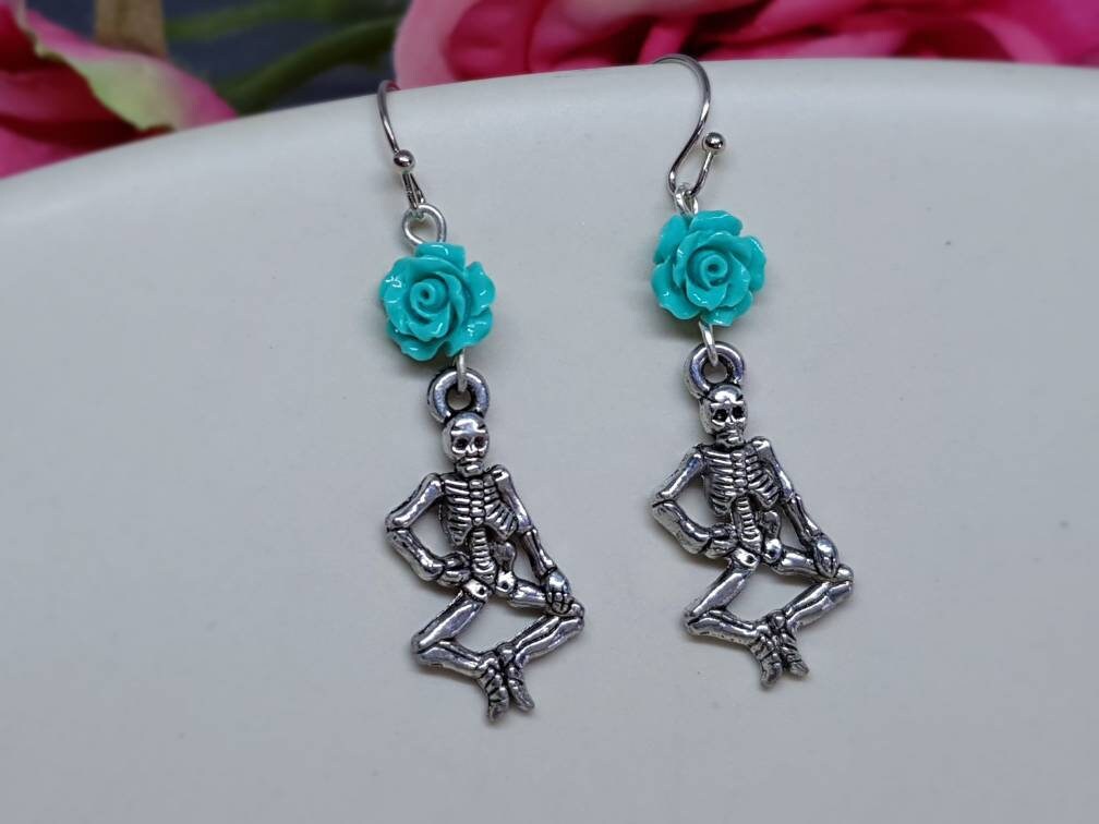 Skeleton Rose Earrings