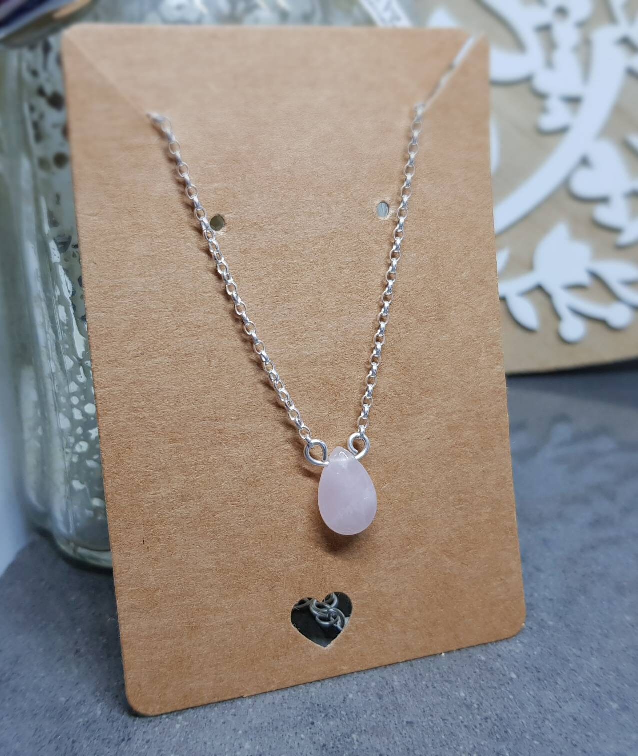 Rose Quartz Pink Gemstone Necklace/Choker