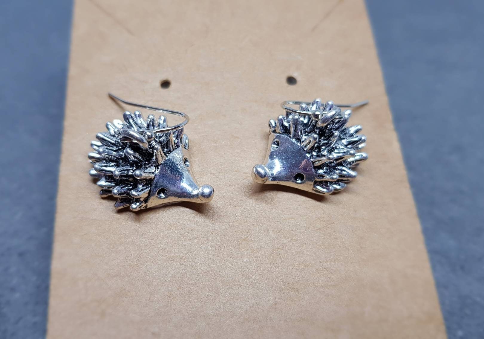 Hedgehog Earrings, Hypoallergenic Ear Wires, 925 Sterling Silver Hooks, Silver Plated Hooks, Novelty Earrings