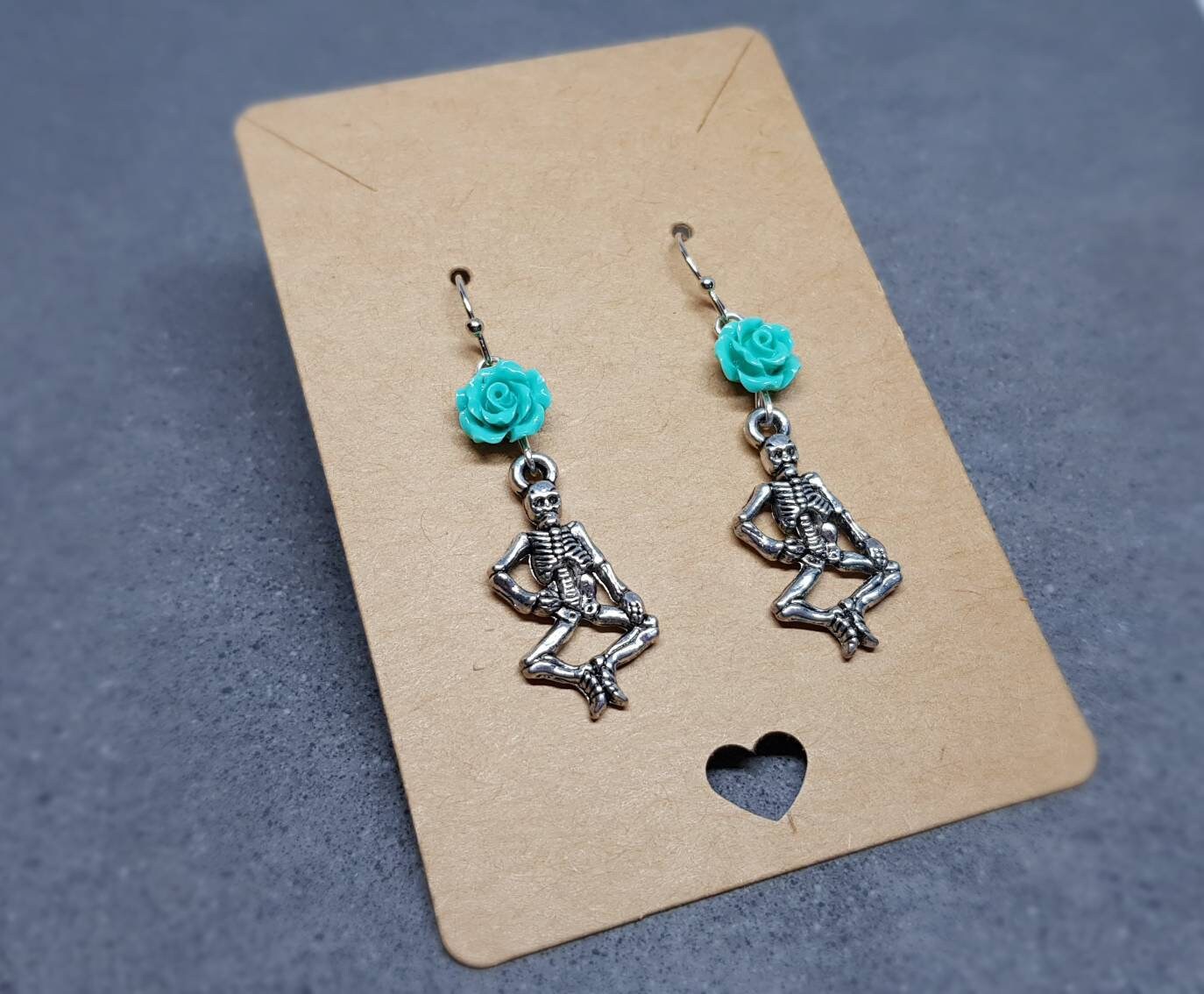 Skeleton Rose Earrings