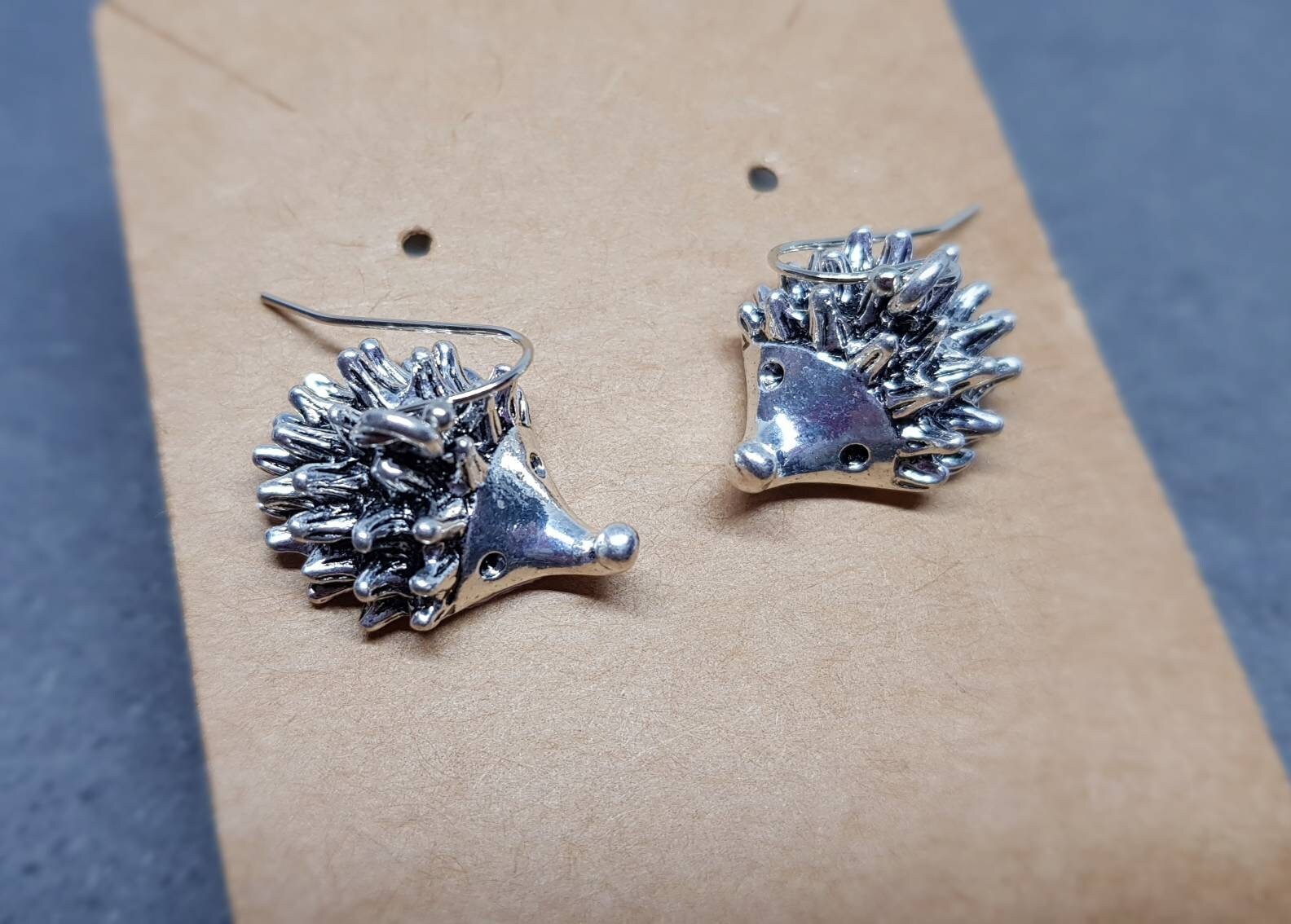 Hedgehog Earrings, Hypoallergenic Ear Wires, 925 Sterling Silver Hooks, Silver Plated Hooks, Novelty Earrings