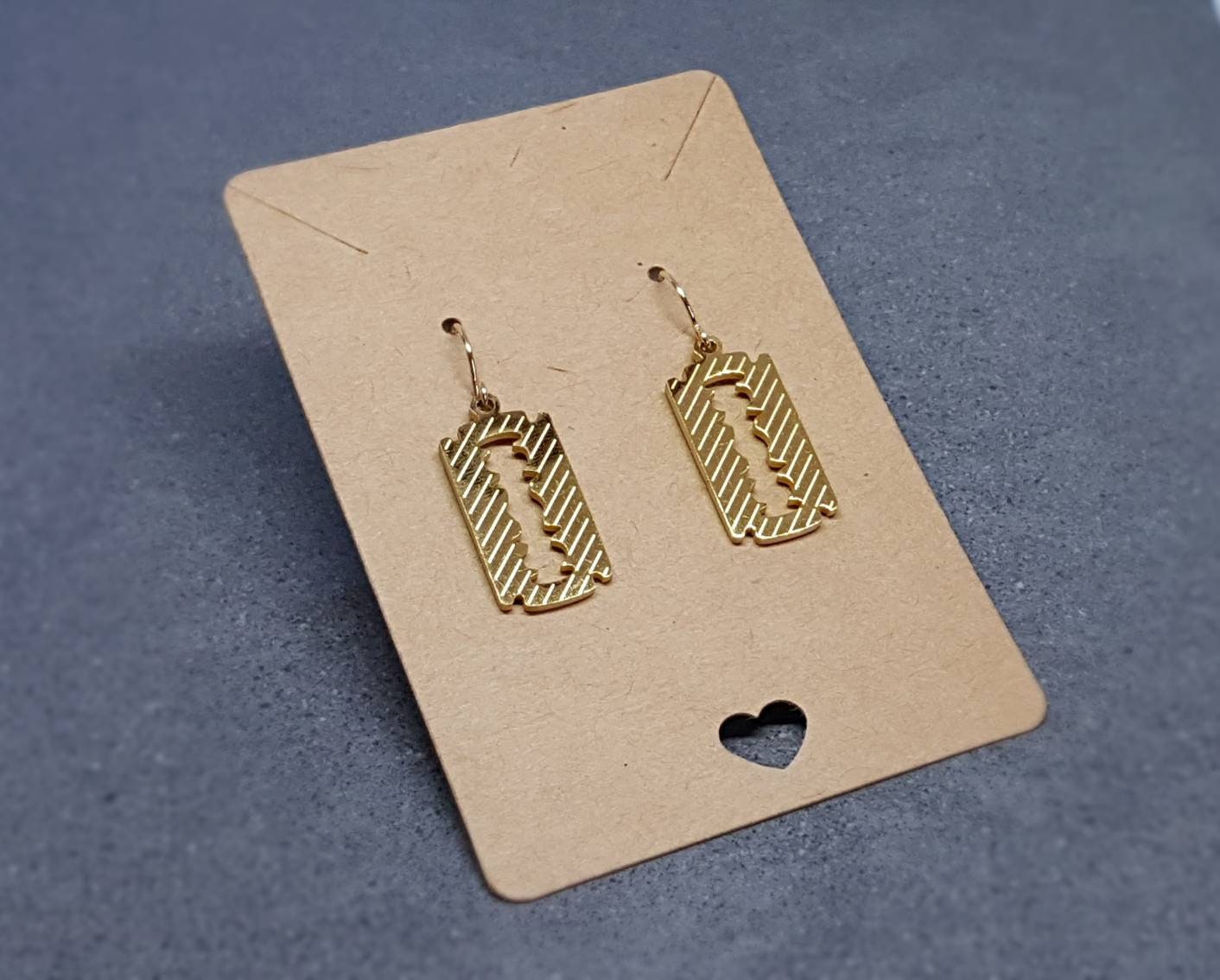 Gold Plated Razor Blade Earrings