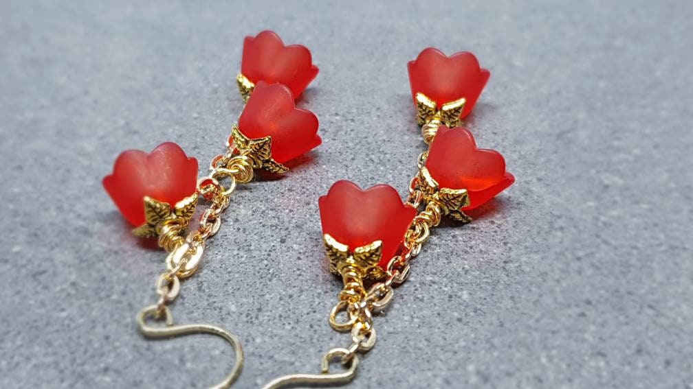 Red Flower Earrings