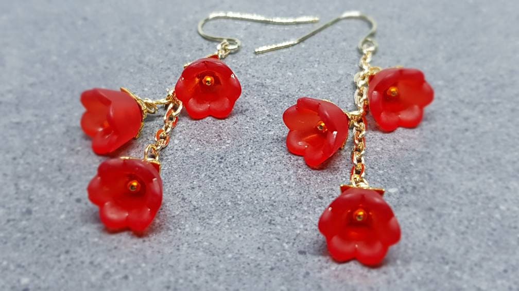 Red Flower Earrings