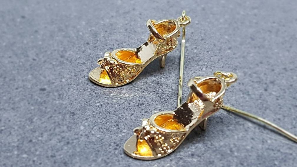 18k Light Gold Plated Shoe Earrings