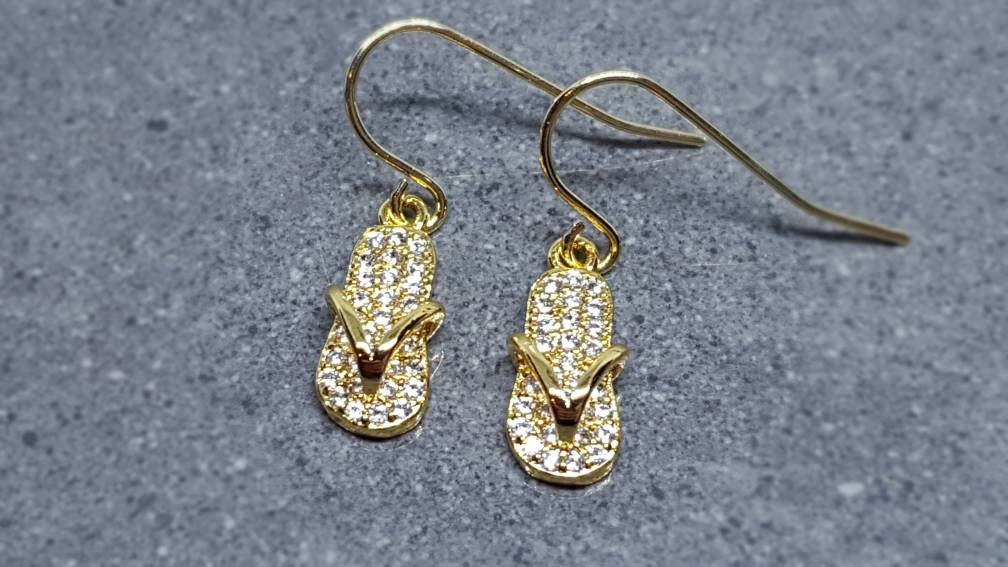 Cubic Zirconia Flip Flop Earrings