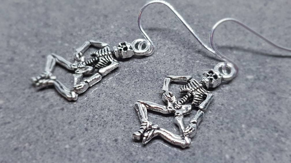 Skeleton Earrings, Hypoallergenic Ear Wires, 925 Sterling Silver Ear Wires, Gothic Jewellery