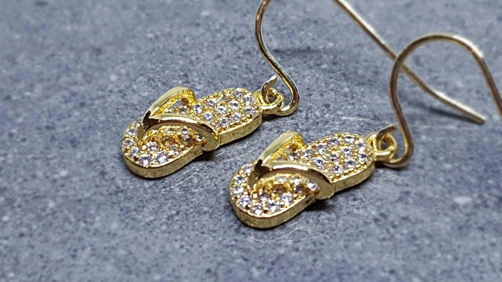 Cubic Zirconia Flip Flop Earrings