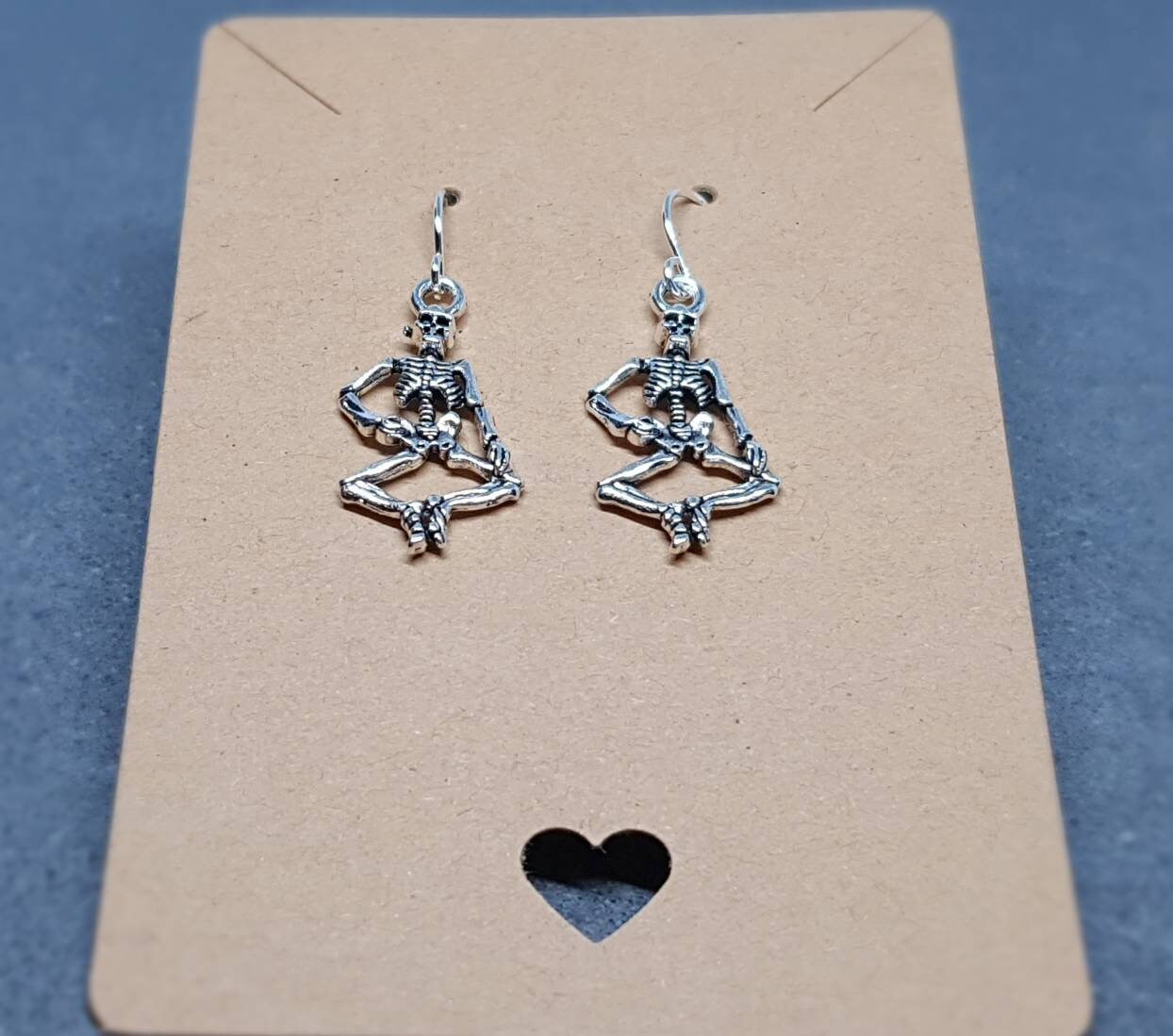 Skeleton Earrings, Hypoallergenic Ear Wires, 925 Sterling Silver Ear Wires, Gothic Jewellery