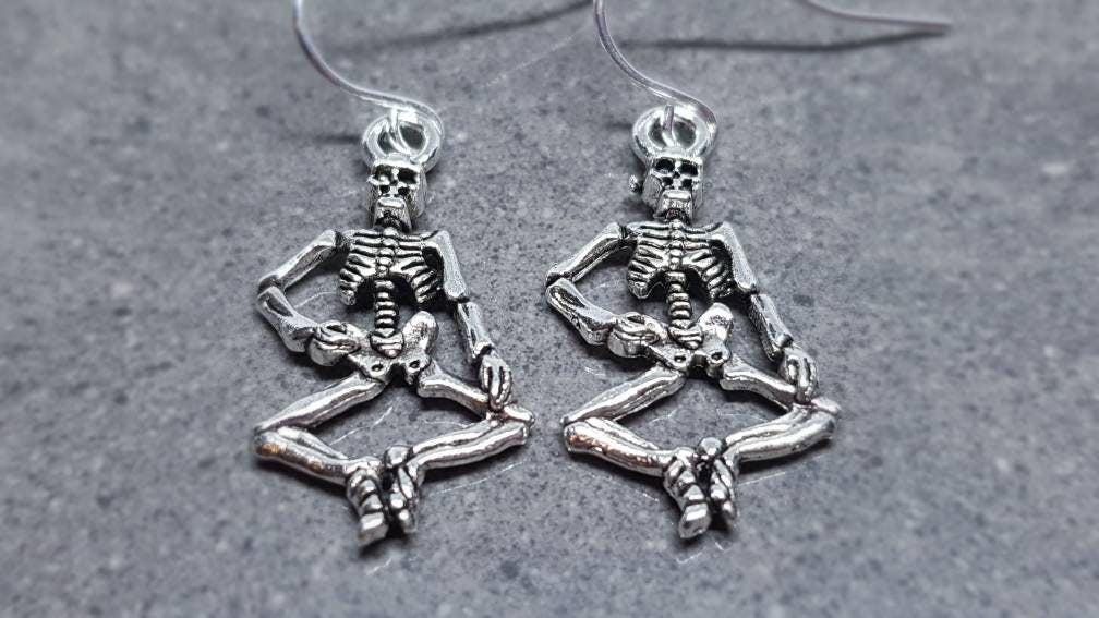 Skeleton Earrings, Hypoallergenic Ear Wires, 925 Sterling Silver Ear Wires, Gothic Jewellery