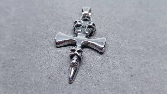 Large stainless Steel skull cross Pendant