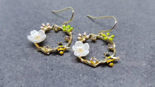 Rhinestone Bee Earrings