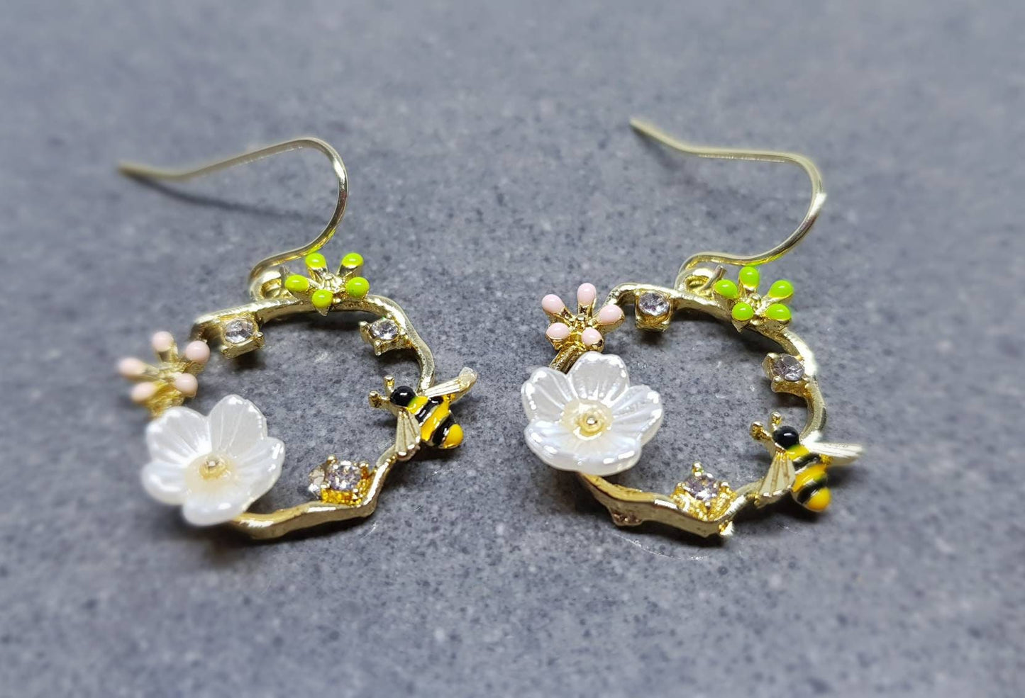 Rhinestone Bee Earrings