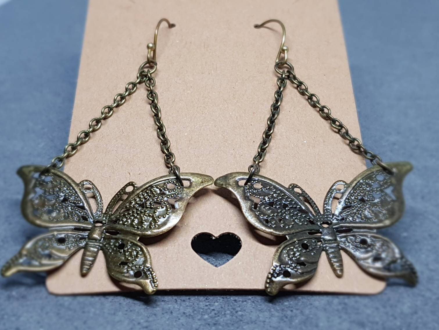 Butterfly Earrings, Hypoallergenic Ear Wires, Bronze Tone Butterfly Jewelry, Gift for her, Vintage style butterflies