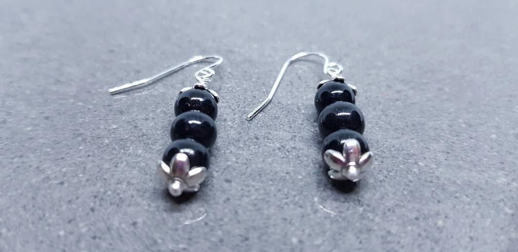 Glass Black Pearl Earrings