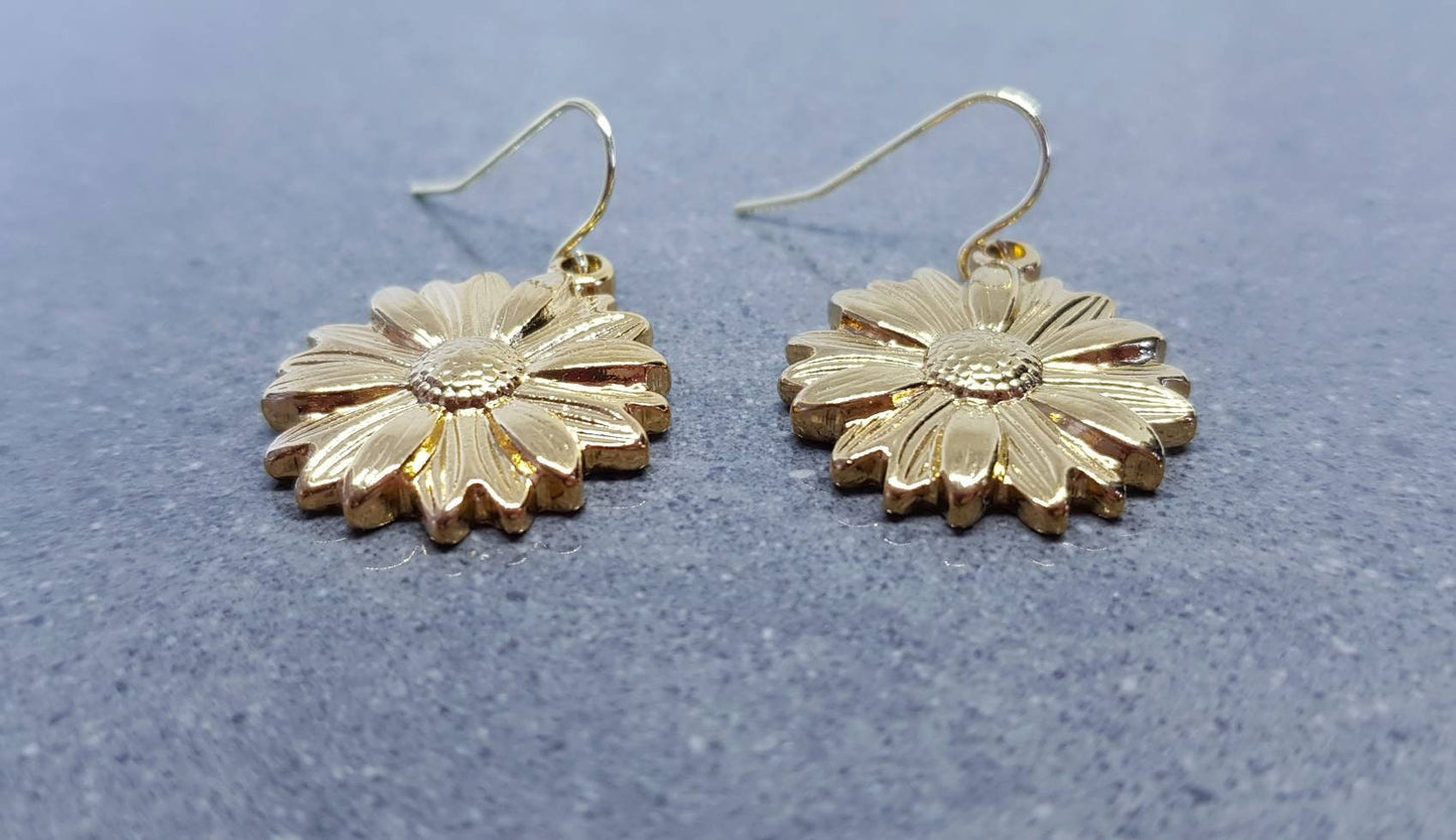 Gold Sunflower Earrings