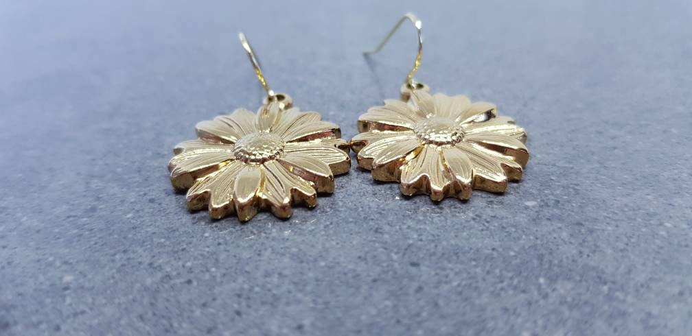 Gold Sunflower Earrings