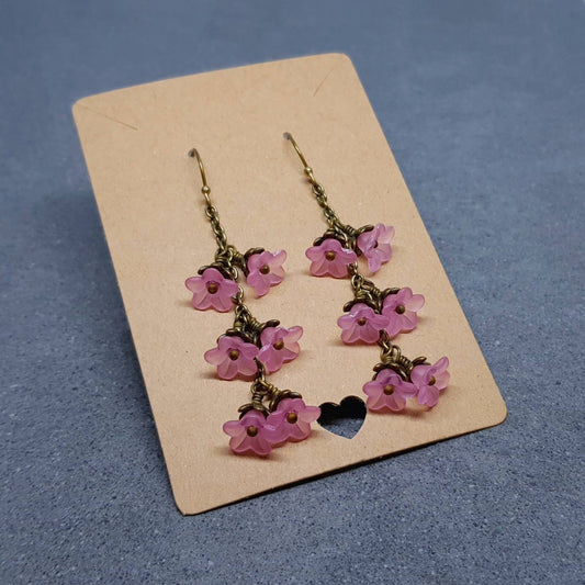 Flower Earrings, Hypoallergenic Ear Wires, Pink Earrings, Boho Jewelry, Simple Vintage Earrings