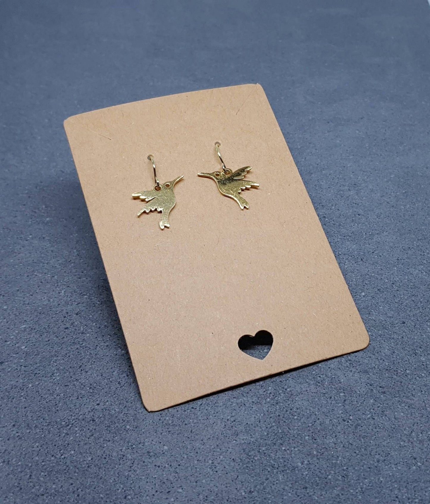 Gold Plated Stainless Steel Hummingbird Earrings