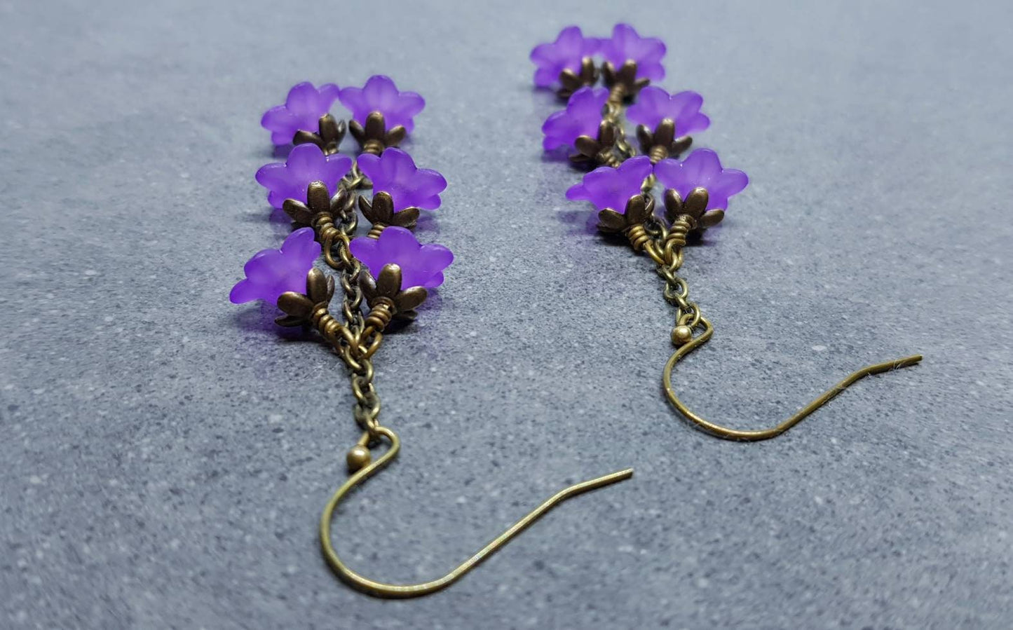 Flower Earrings, Hypoallergenic Ear Wires, Purple Earrings, Boho Jewelry, Simple Vintage Earrings