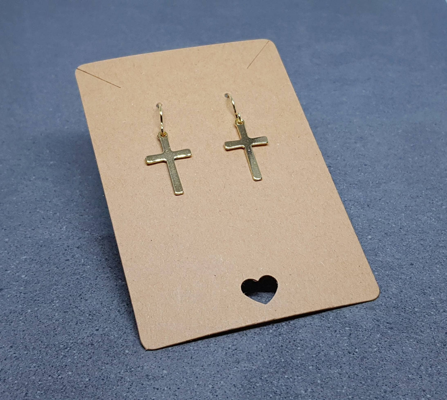 Stainless Steel Gold Cross Earrings