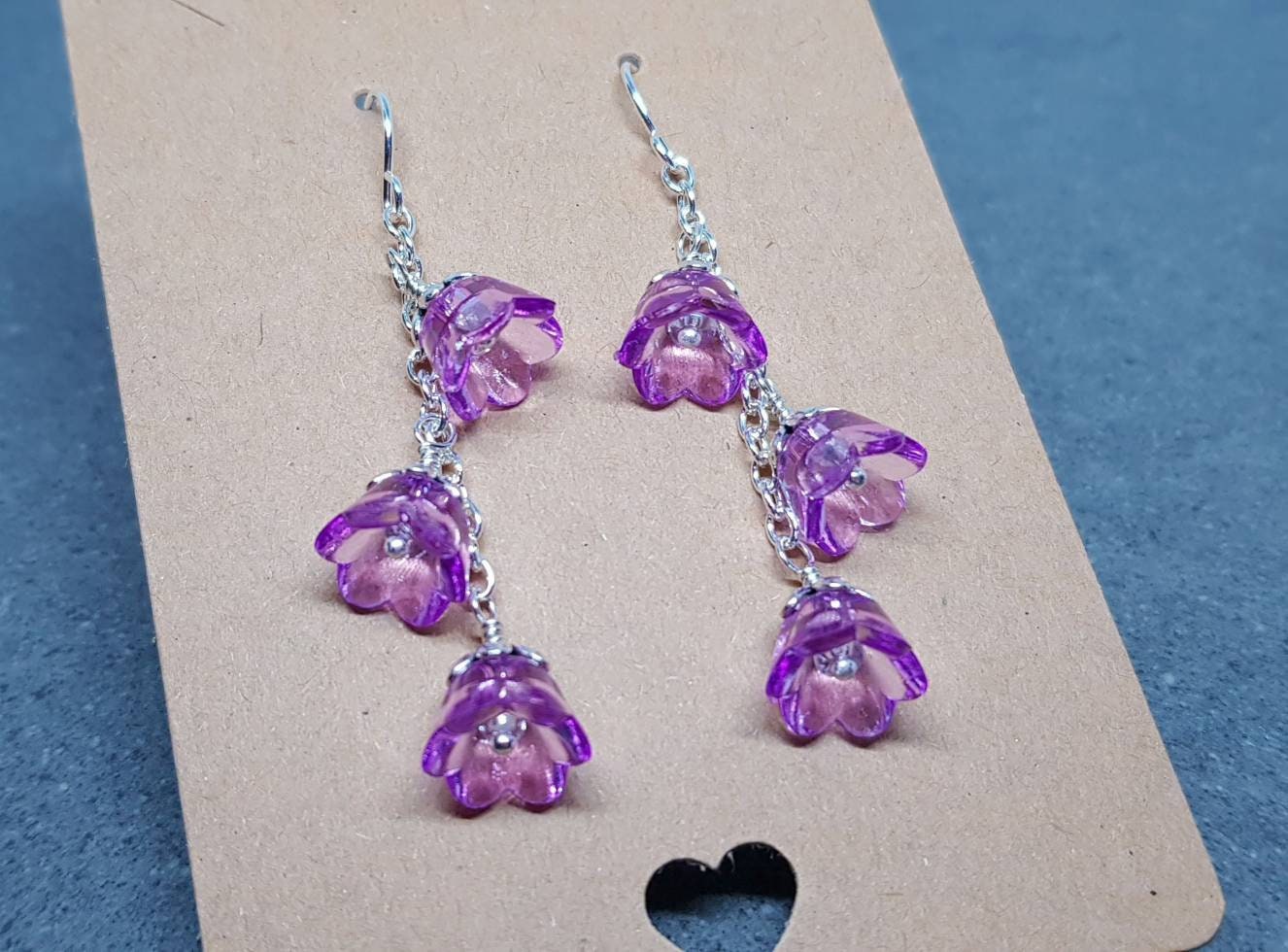 Clear Purple Flower Earrings