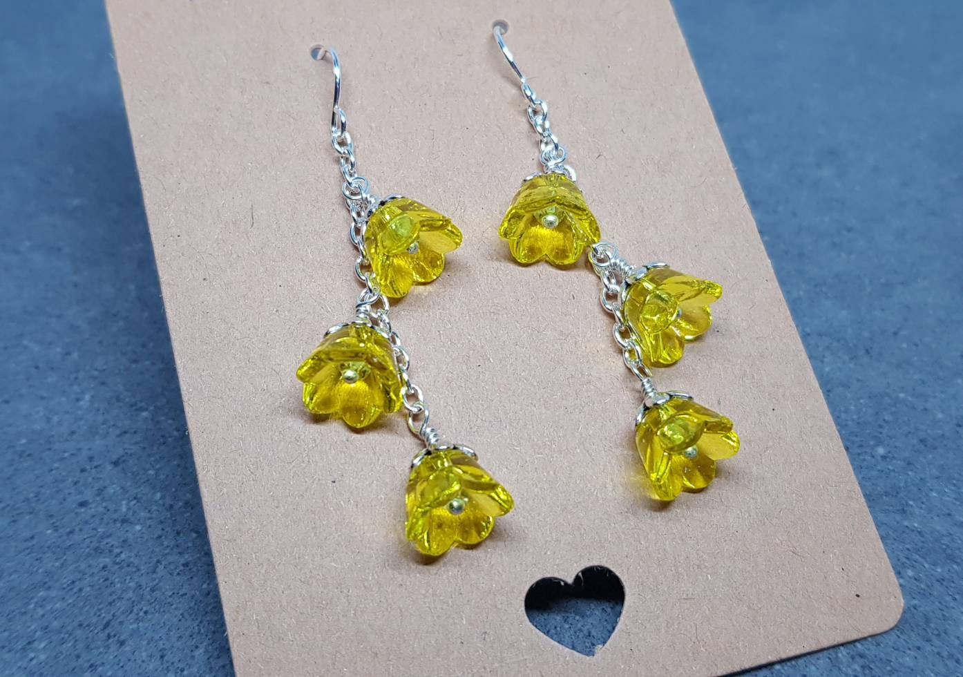 Flower Earrings, Hypoallergenic Ear Wires, Yellow Earrings, Boho Jewelry, Simple Vintage Earrings