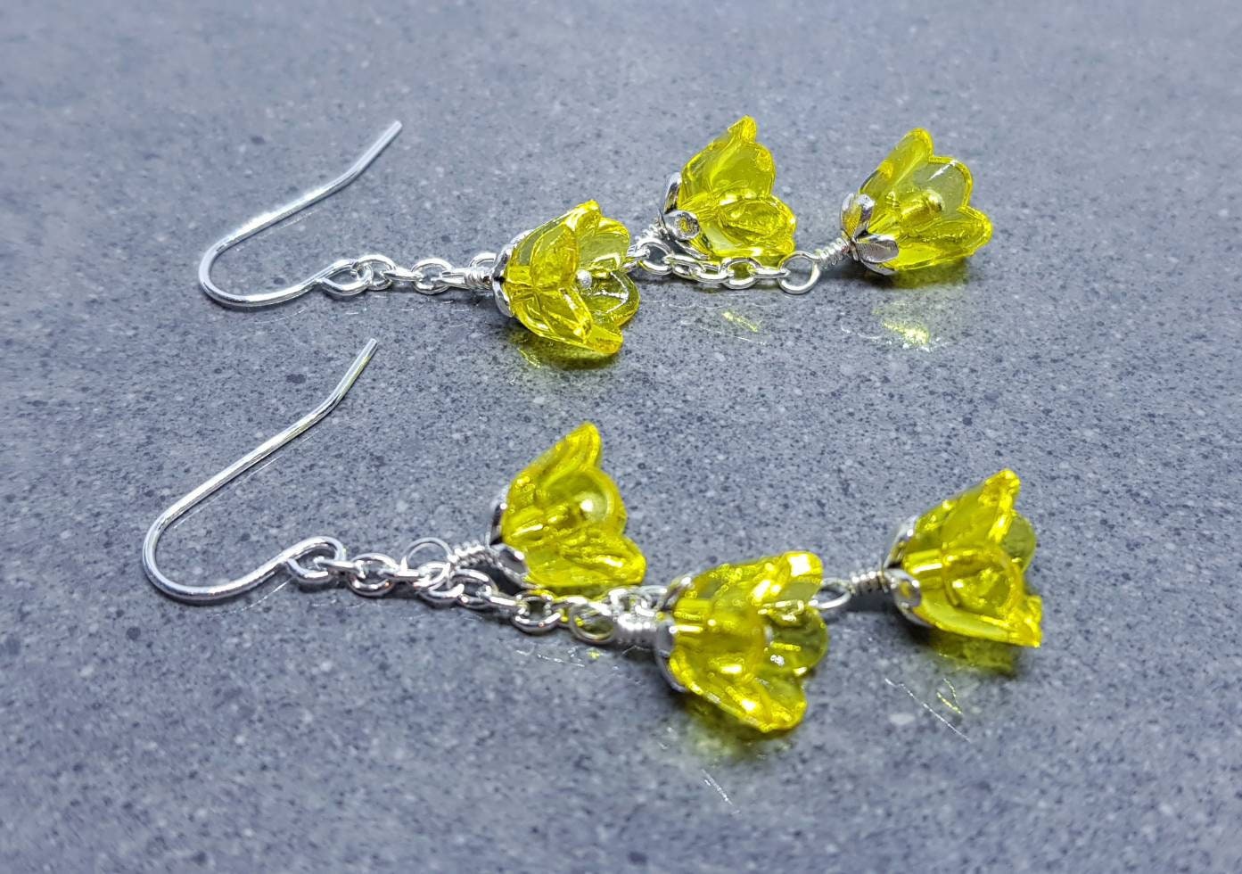 Flower Earrings, Hypoallergenic Ear Wires, Yellow Earrings, Boho Jewelry, Simple Vintage Earrings