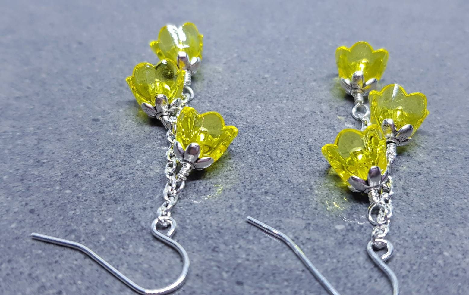 Flower Earrings, Hypoallergenic Ear Wires, Yellow Earrings, Boho Jewelry, Simple Vintage Earrings