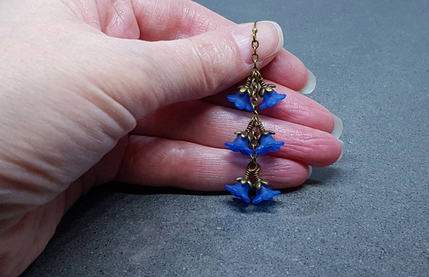 Flower Earrings, Hypoallergenic Ear Wires, Royal Blue Earrings, Boho Jewelry, Simple Vintage Earrings