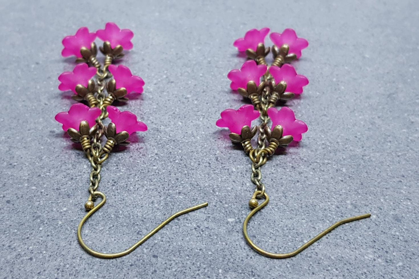 Flower Earrings, Hypoallergenic Ear Wires, Hot Pink Earrings, Boho Jewelry, Simple Vintage Earrings