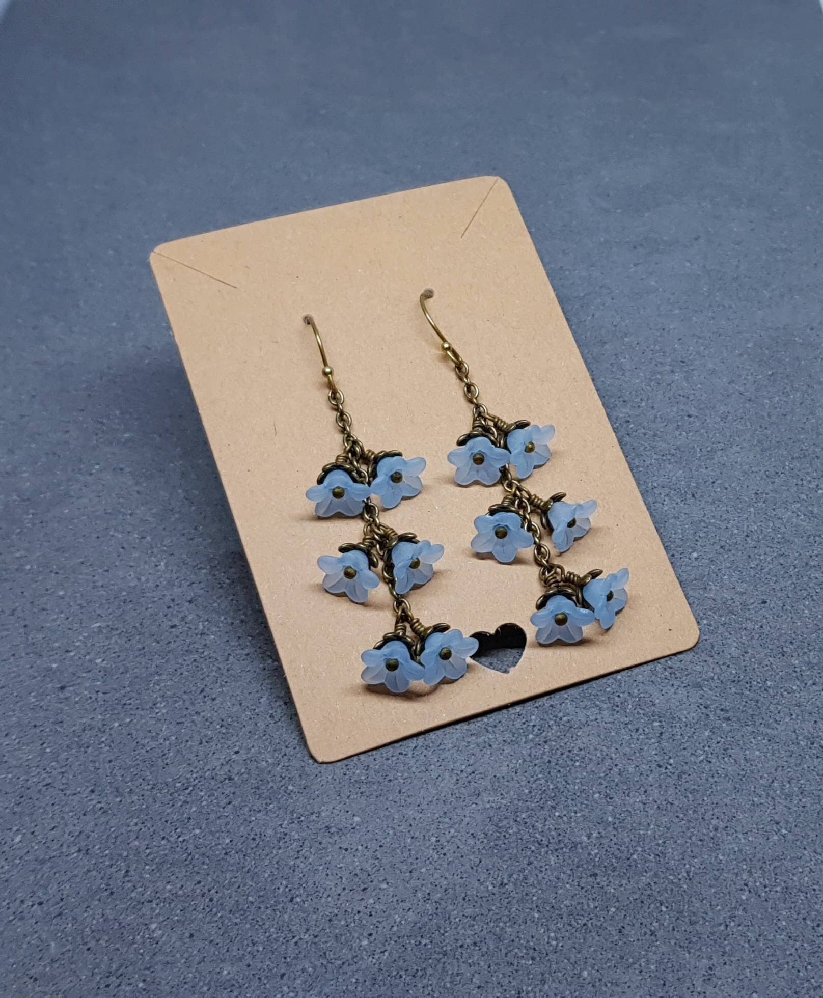 Flower Earrings, Hypoallergenic Ear Wires, Pale Blue Earrings, Boho Jewelry, Simple Vintage Earrings