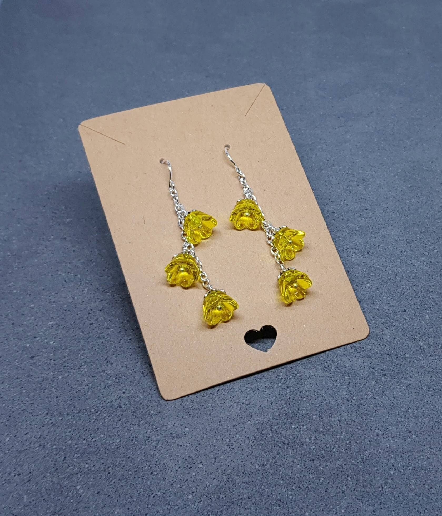 Flower Earrings, Hypoallergenic Ear Wires, Yellow Earrings, Boho Jewelry, Simple Vintage Earrings