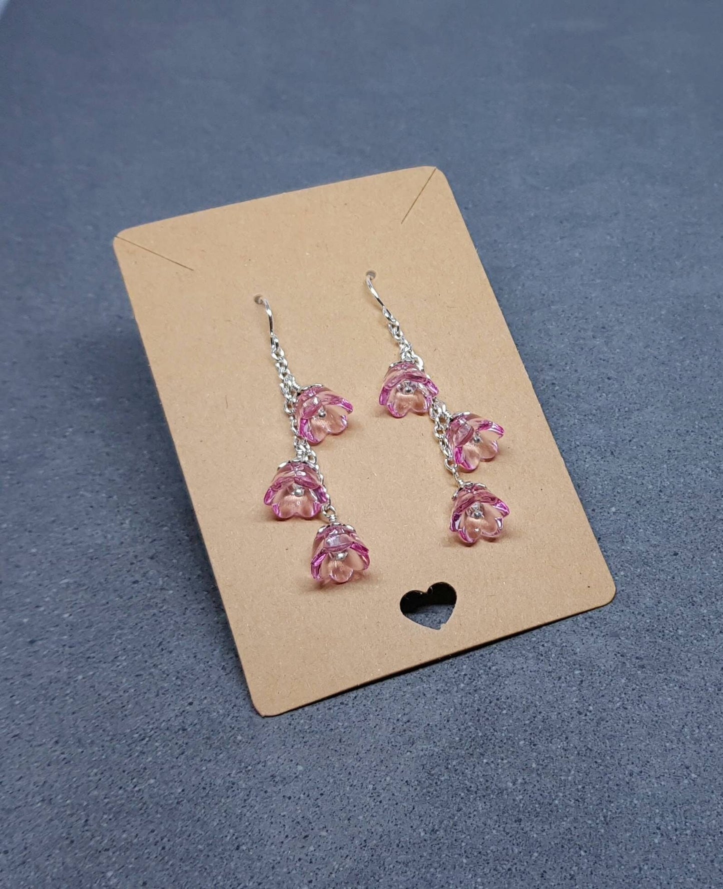 Flower Earrings, Hypoallergenic Ear Wires, pink Earrings, Boho Jewelry, Simple Vintage Earrings